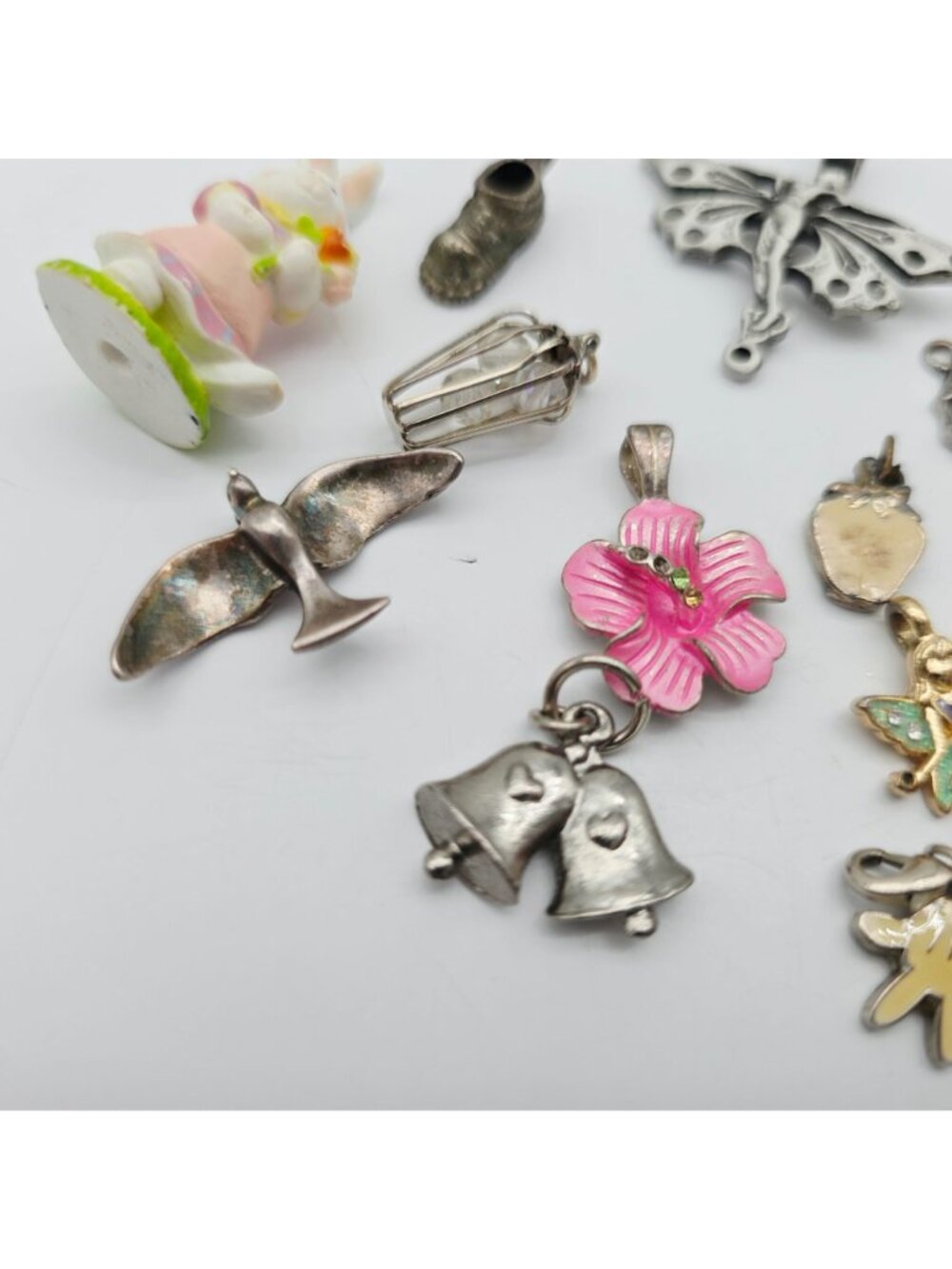 Assorted Charms Pendants Butterfly Seahorse Shamrock Pink Ribbon Fairy Bells - Picture 4 of 7